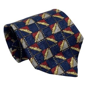 Louis‎ Feraud Men's Silk Necktie Classic Car Design Navy/Red Tie
